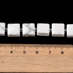 Howlit, quadratische Verschlussperle, wei marmoriert, ca. 10x10x5 mm, 1 Stck