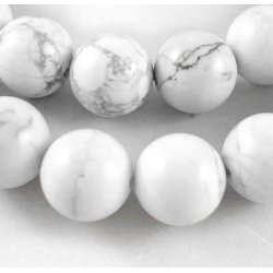 Howlith, runde Perlen, wei&szlig;/graumarmoriert, Durchmesser 10 mm, 6 Stk.