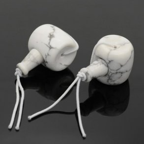 Howlith, Guru-Perle, 3 Löcher, weiß und graumarmoriert, 22x11x12 mm, 1 Stk.