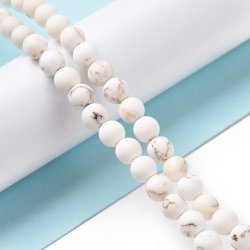 Howlith, mattierte Perle, wei/braunmarmoriert, 8 mm, 6 Stk