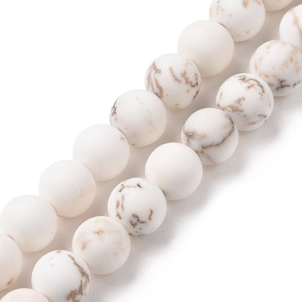 Howlite, whole strand, white/brown, matted bead, 8mm, appx 44pcs
