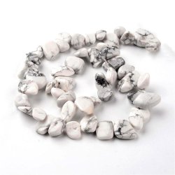 Howlith, ganzer Strang, unebene Perle, wei&szlig;/graumarmoriert, ca. 13x11x7 mm, 50 stk