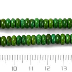 Howlith, gef�rbt, ganze Perlenkette, gr�n, Rondelle, 6,5x3 mm, 125 Stck