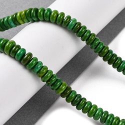 Howlith, gef�rbt, ganze Perlenkette, gr�n, Rondelle, 6,5x3 mm, 125 Stck