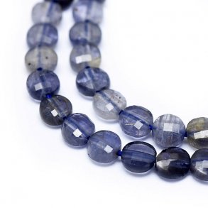 Iolith, ganzer Strang, flache runde Perle, blau, 3,5x2 mm, ca. 105 Stk.