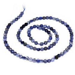 Iolith, ganzer Strang, flache runde Perle, blau, 3,5x2 mm, ca. 105 Stk.