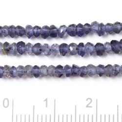 Iolith, ganzer Strang, uneben facettierte Perle, blau, 3x2 mm. ca. 170 Stk.