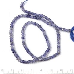 Iolith, ganzer Strang, uneben facettierte Perle, blau, 3x2 mm. ca. 170 Stk.