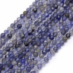 Iolith, ganzer Strang, runde facettierte Perle, blau, 2 mm. 160 Stk.