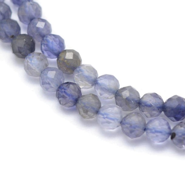 Iolite, whole strand, facetted round beads, bluish, 2mm, 160 pcs.