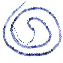 Iolith, ganzer Strang, runde facettierte Perle, blau, 3 mm. 130 Stk.