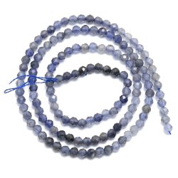 Iolith, ganzer Strang, runde facettierte Perle, blau, 4,5 mm. ca. 95 Stk.