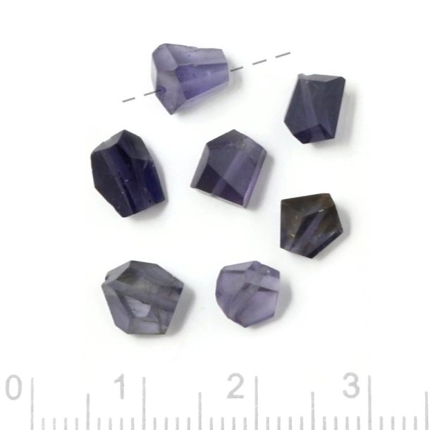 Iolith, uneven faceted bead, dark blue, approx. 6x5x4 mm, 4 pcs.