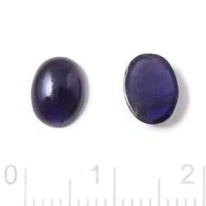 Iolith, Cabochon, Oval, dunkelblau, flache Rückseite, 8x6 mm, 2 Stk