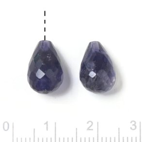 Iolith halbedelstein, Tropfen, angebohrt, bläulich, facettiert, 12x8 mm, 1 Stk