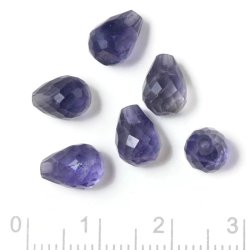 Iolith halbedelstein, Tropfen, angebohrt, bl&auml;ulich, facettiert, 8x6 mm, 2 Stk