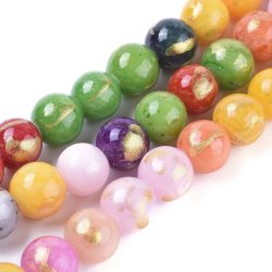 Jadeperle, gefrbter Mix, mit gebrsteter Goldfarbe, rund, 6 mm, 10 Stk.