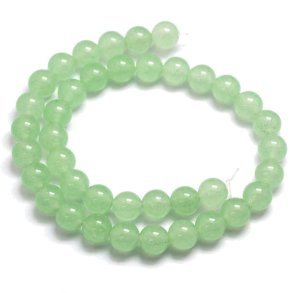 Jade-Perle, gef�rbt, ganzer Strang, Aventuringr�n, rund, 8 mm, 47 Stk
