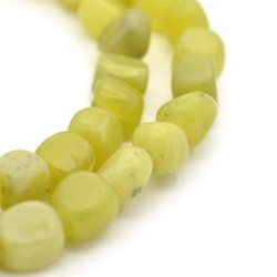 Lemon-Jade Perle, ganzer Strang, hellgrn-gelb, uneben, 6x7 mm, ca. 55 Stk.