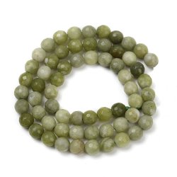 Taiwan-Jade, gr�n, rund facettiert, 6 mm, 1 Strang, ca. 62 Perlen
