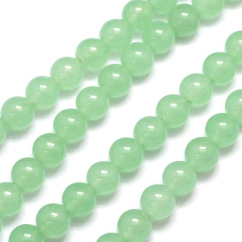 Jade perle, lys jade grøn, klar, rund, 10 mm, 6 stk.