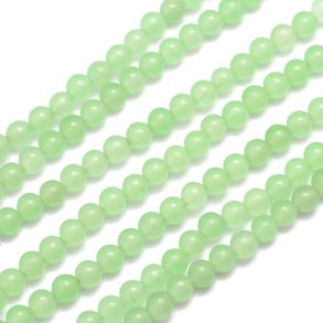 Jade-Perle,gefärbt, hell jade grün, klar, rund, Durchmesser, 4 mm, 10 Stk.