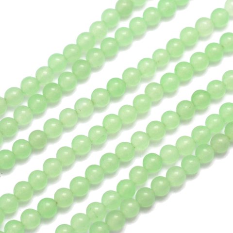 Jade-Perle, gefärbt, hellgrün, klar, rund, 6 mm, 10 Stk.