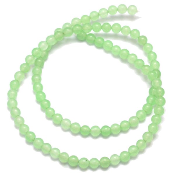 Jade-Perle, gefrbt, ganzer Strang, hellgrn, klar, rund, 8 mm, 48 Stk.