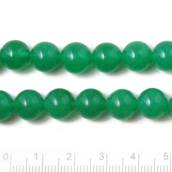 Jadeperle, let meleret gr�s-gr�n, rund, 10 mm, 6 stk.