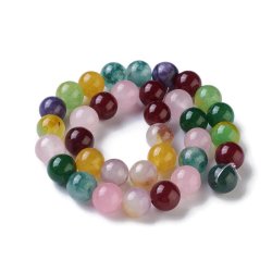 Jadeperle, ganzer Strang, gemischte Farben, bunt, rund, 10 mm. ca. 35 Stck.
