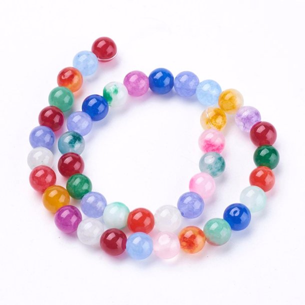 Jade bead, whole strand, mixed colors, round, 6mm, 62pcs.