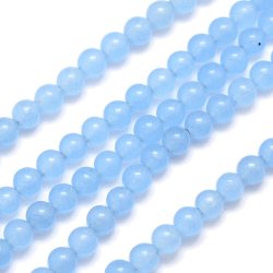 Jade-Perle, ganzer Strang, gef&auml;rbt, himmelblau, rund, 4 mm, 94 Stk.
