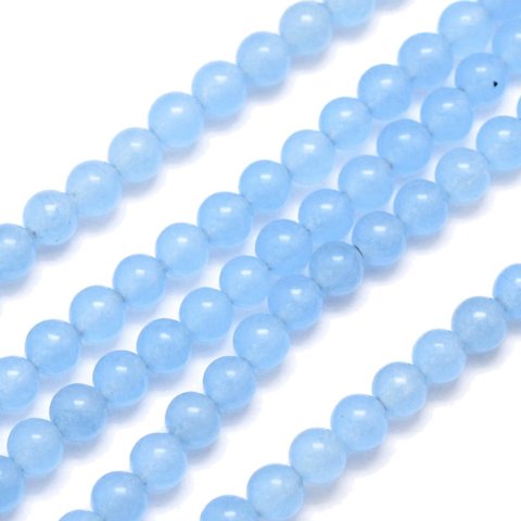 Jade bead, dyed, soft light blue, round, 4mm. 10pcs