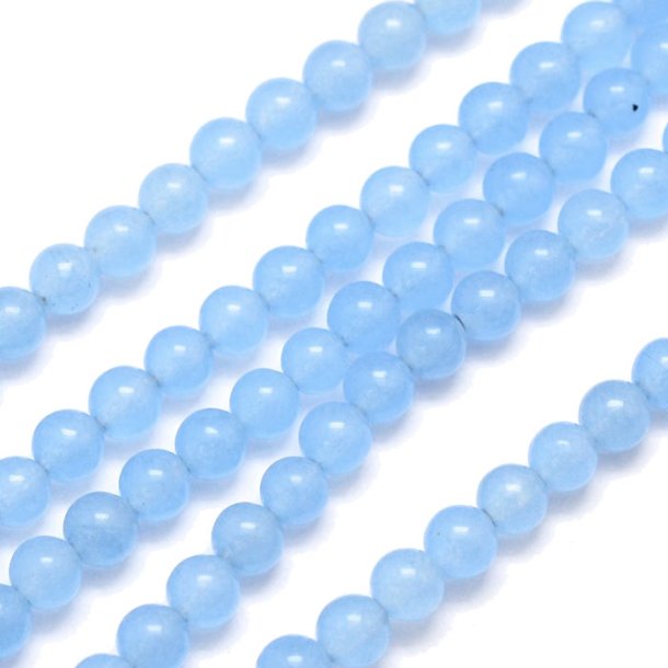 Jade bead, dyed, soft light blue, round, 4mm. 10pcs