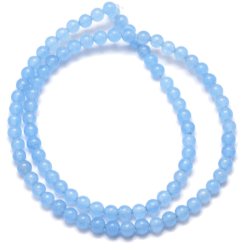 Jade-Perle, ganzer Strang, gef&auml;rbt, himmelblau, rund, 4 mm, 94 Stk.