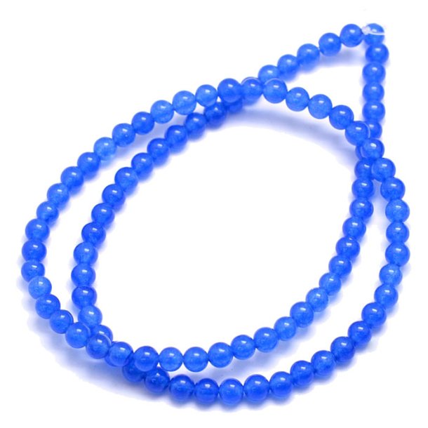 Jade bead, full strand, dyed, blue, round, diameter 4mm, 94pcs.