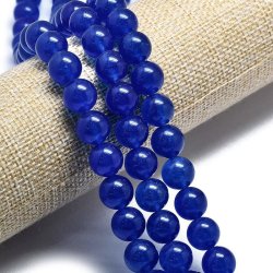 Jade bead, whole strand, dark/ultramarine blue, round, 14mm, 27pcs.