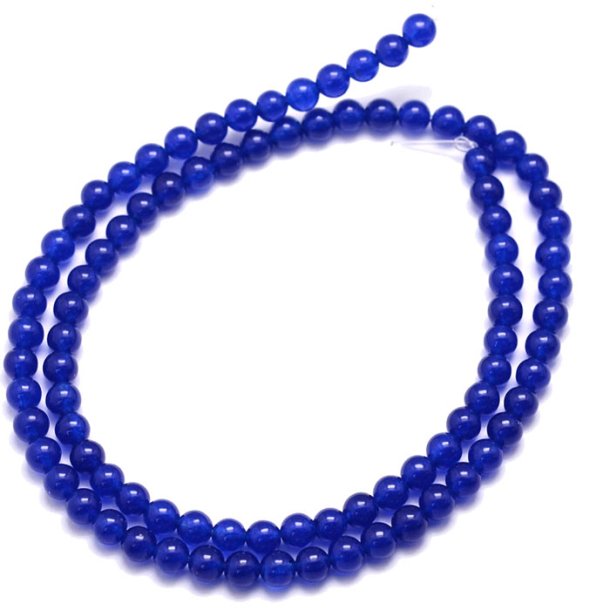 Jade bead, full strand, dyed, dark blue, round, 4mm, appx. 94pcs.