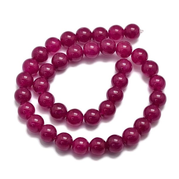 Jade bead, strand, red-violet, round, 6mm, 65pcs.