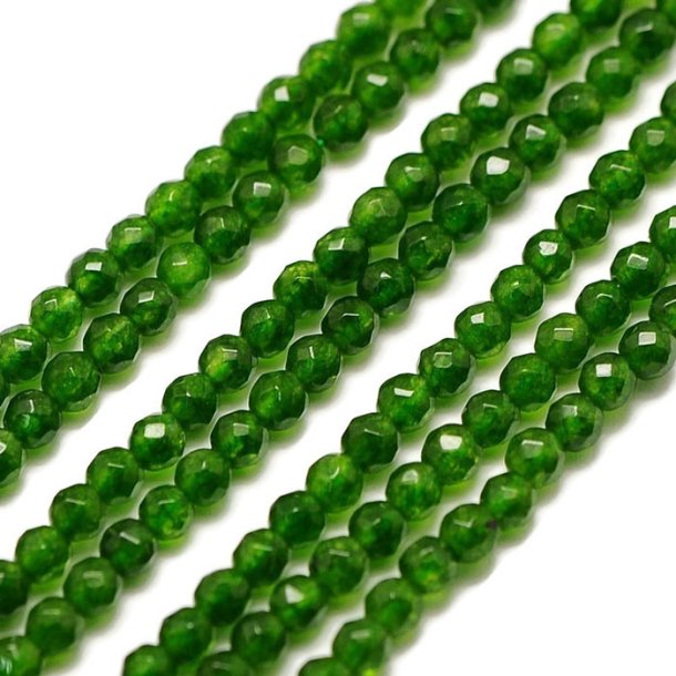 Natural Diopside, whole strand, green, facetted round, 2 mm, ca. 195pcs