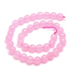 Jade-Perle, gef&auml;rbt, ganzer Strang, facettiert, rosa, rund, 10 mm, 6 Stk.