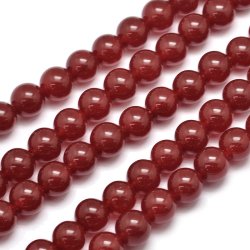 Jade bead, dyed, dark red, round, 4mm, 20 pcs.