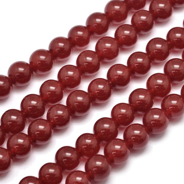 Jade bead, dyed, dark red, round, 4mm, 20 pcs.