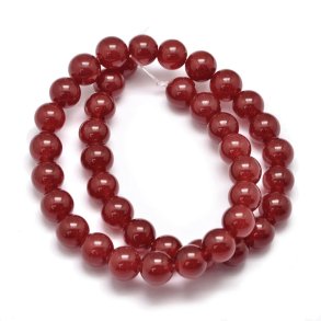 Jade bead, dyed, full strand, dark red, round, 4mm, appx. 92pcs.