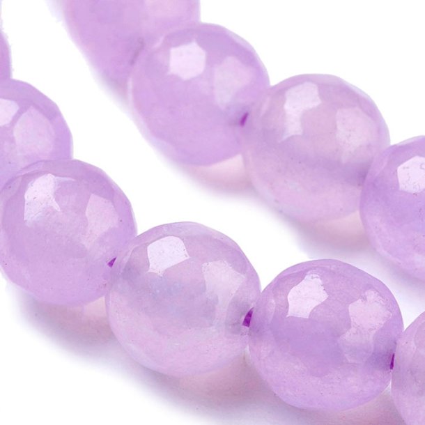  Jade bead, faceted, light purple, round, 8mm, 6pcs