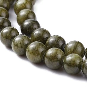 candy jade, coloured, dark olive green, round bead, 12 mm, 6 pcs.