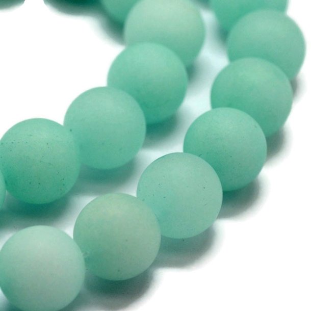 Candy Jade bead, whole strand, frosted turquoise, round, 8 mm. 6 pcs.