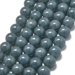 Jade, gef�rbt, ganze Schnur, dunkel grau-blau, rund, 12 mm, ca. 33 St�ck