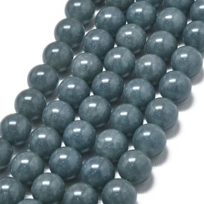 Jade, gef�rbt, dunkel grau-blau, rund, 12 mm, 6 St�ck