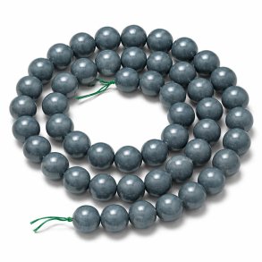 Jade, gef�rbt, ganze Schnur, dunkel grau-blau, rund, 12 mm, ca. 33 St�ck